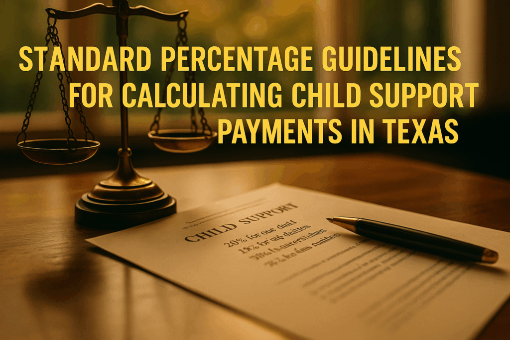 Standard percentage guidelines for calculating child support payments in Texas.