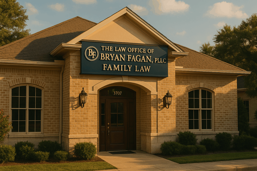 The exterior of The Law Office of Bryan Fagan, PLLC, a family law firm in Texas.