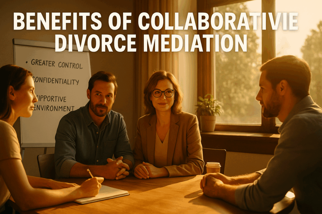 Visual representation of the benefits of collaborative divorce mediation.