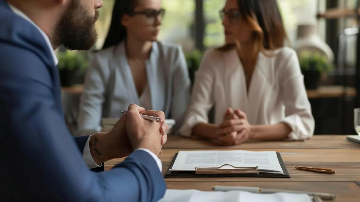 couple sitting down with a licensed attorney to go over divorce mediation options