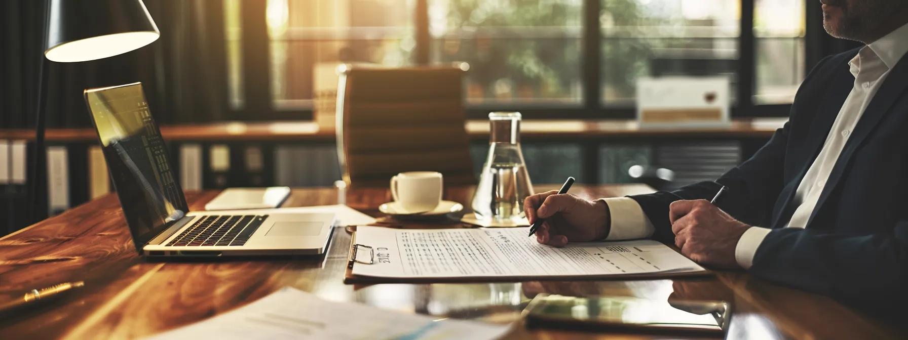 a professional texas divorce attorney sits at a sleek, modern conference table surrounded by legal documents and a digital tablet, engaging in a focused discussion with a client about the complexities of property division under community property laws.