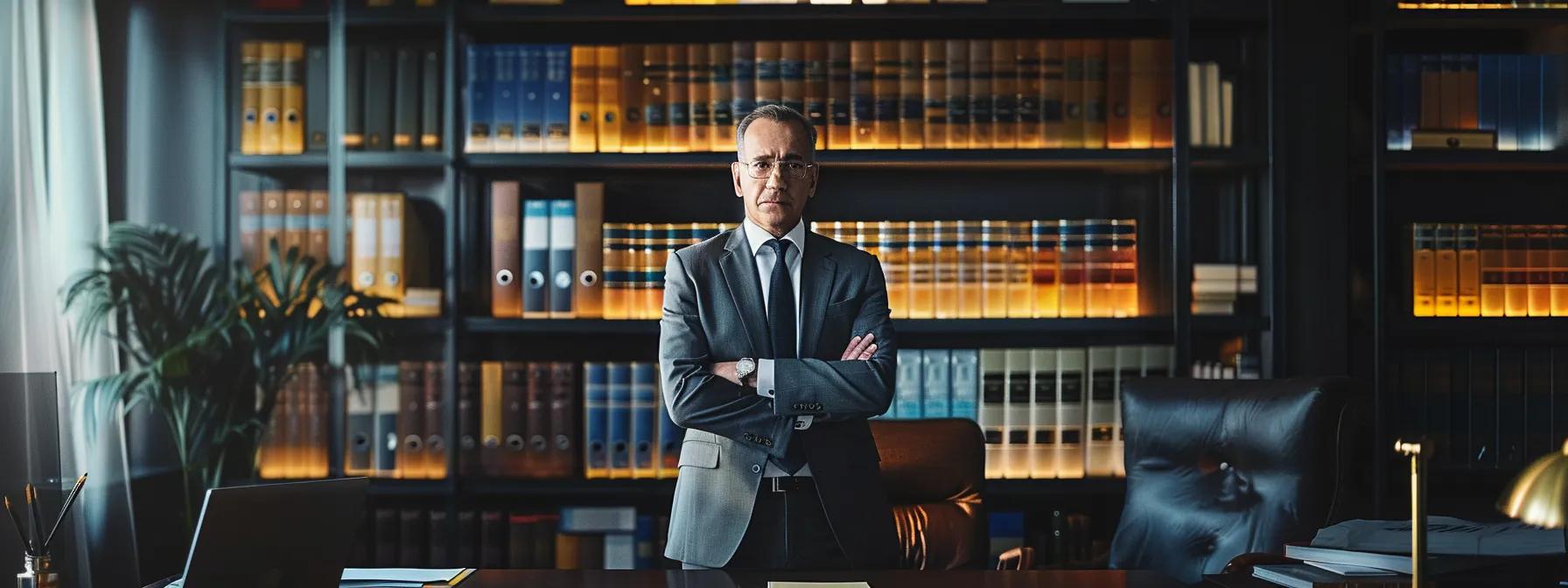 a stern yet focused attorney stands in a sleek, modern office, surrounded by legal documents and a digital display showcasing various child support enforcement methods, highlighting the serious implications of non-compliance in texas.