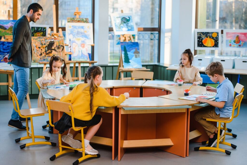 young learners and teacher