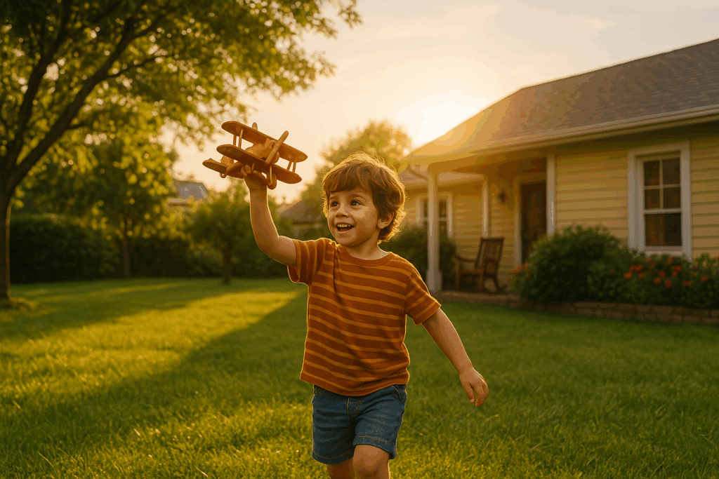 A child playing in a safe and nurturing environment, symbolizing the child's best interests.