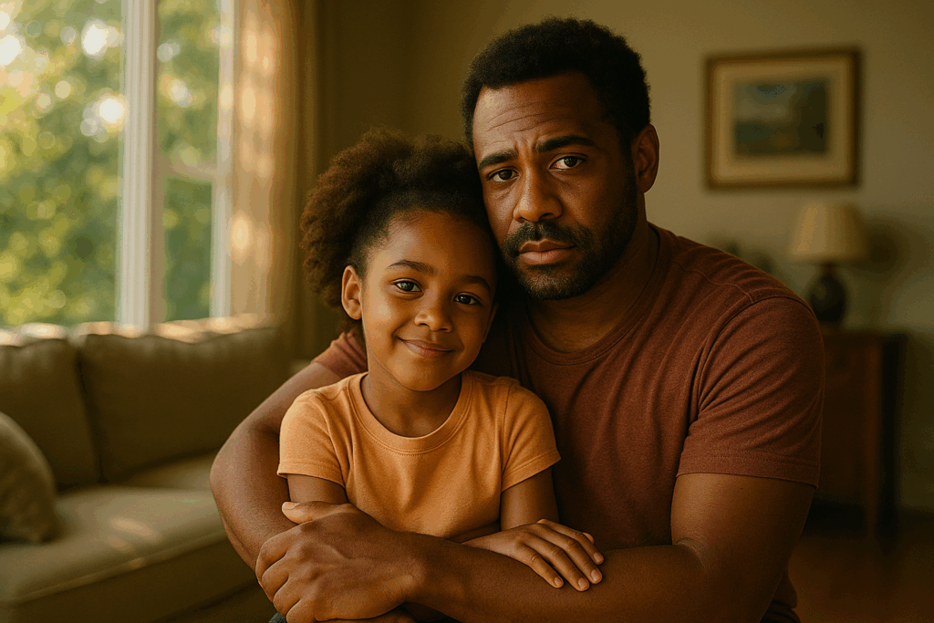 A parent and child bonding, symbolizing the importance of protecting parental rights in child support cases.