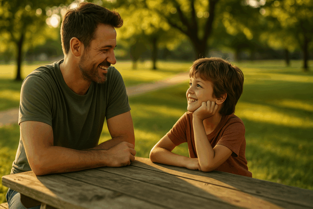 A parent and child spending quality time together, illustrating the importance of anticipating conflicts and crafting parenting plans. How Do Previous Client Outcomes Reflect the Effectiveness of Texas Child Custody Lawyers