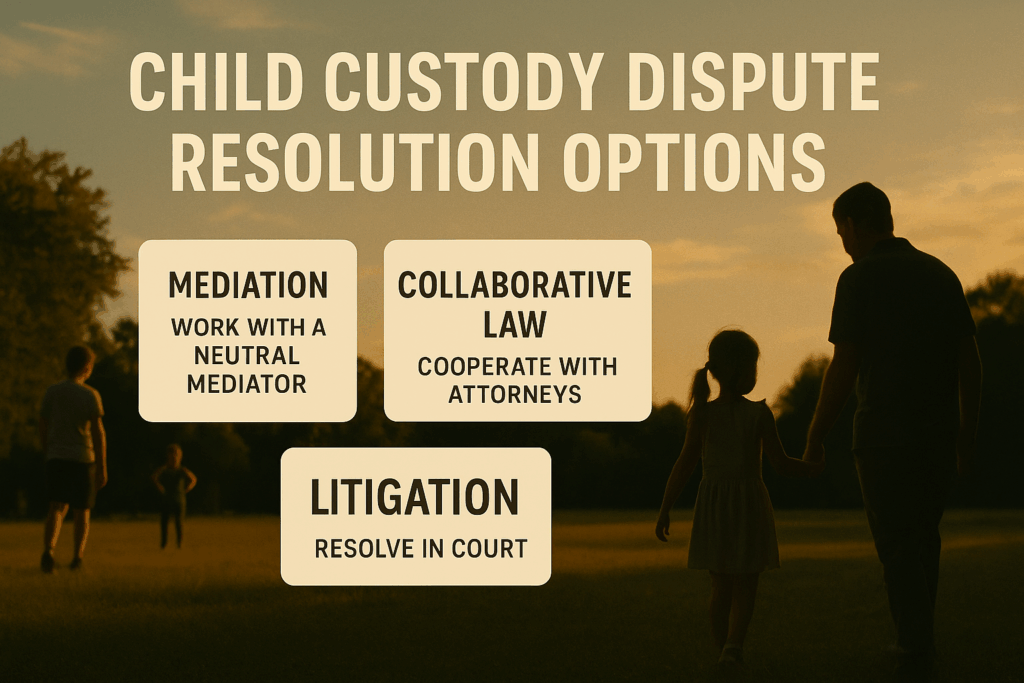 A visual representation of a child custody dispute resolution options.