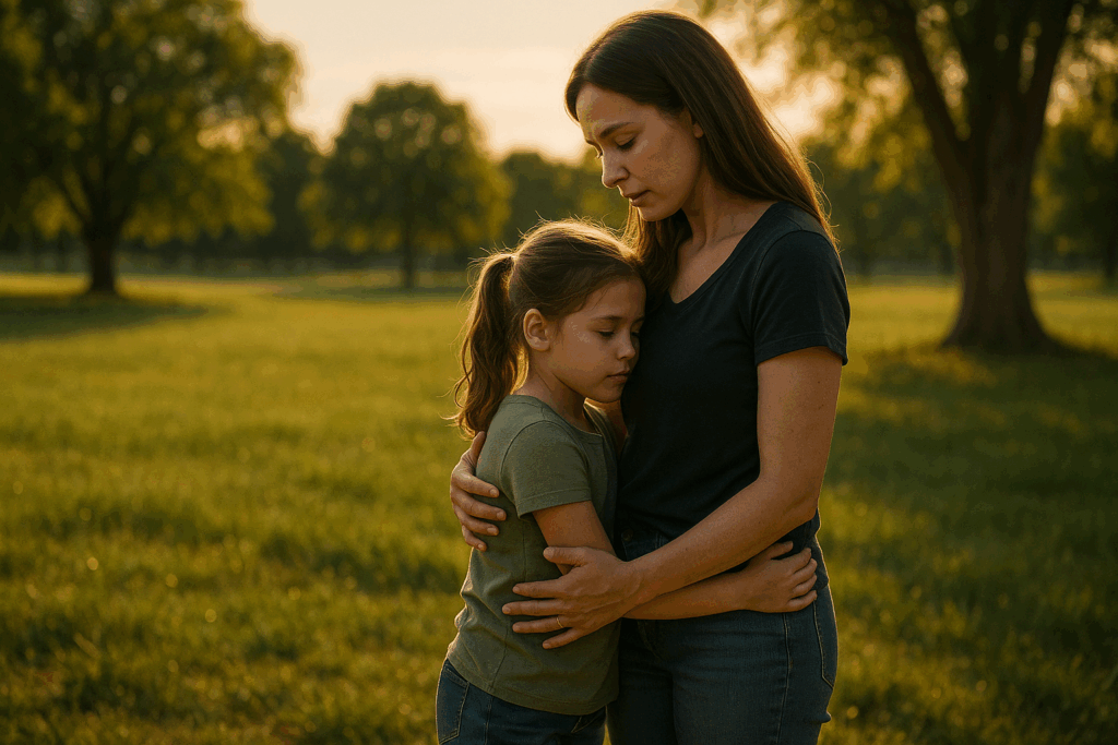 A visual representation of advocacy for a child's well-being in custody cases, showing a caring parent.