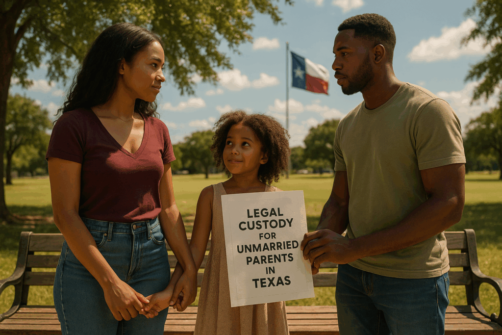 A visual representation of legal custody for unmarried parents in Texas.