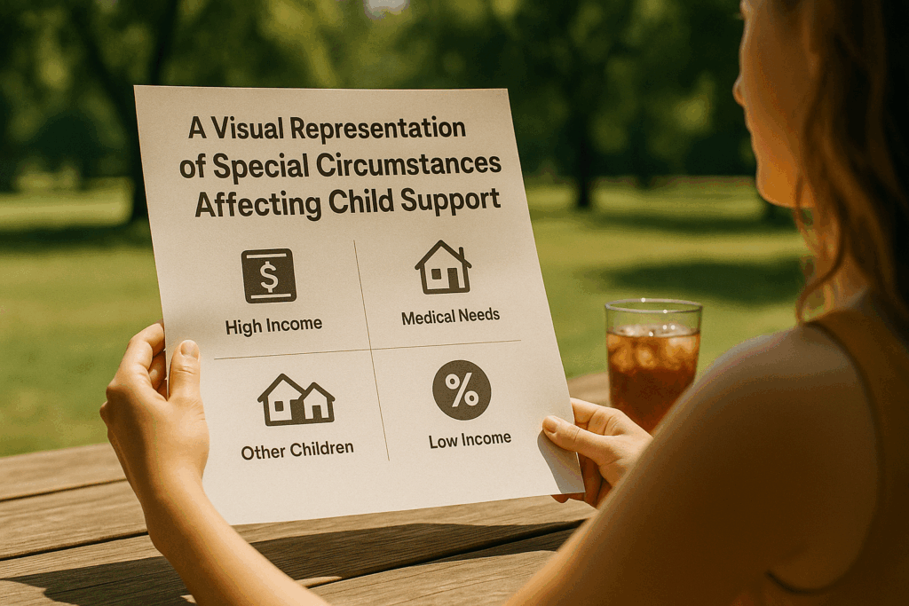 A visual representation of special circumstances affecting child support.