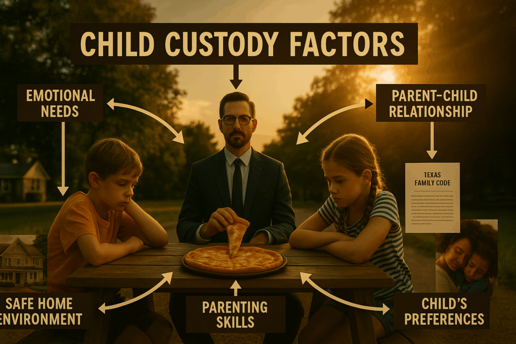 A visual representation of the complexities involved in child custody cases, highlighting various factors.