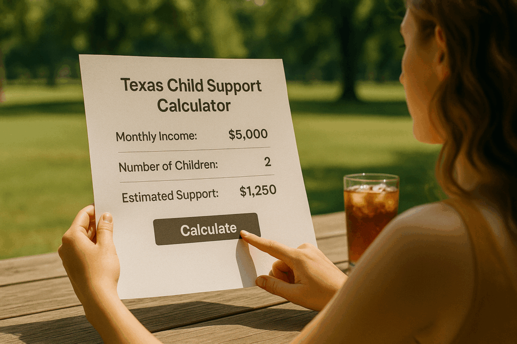 An example of a Texas child support calculator interface.