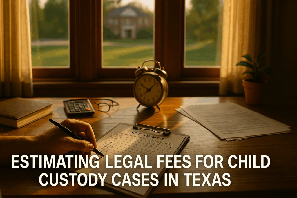 Estimating legal fees for child custody cases in Texas.
