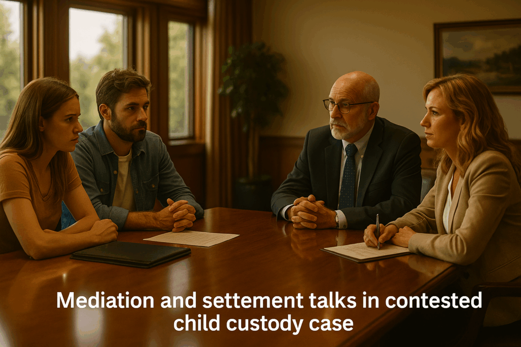 Mediation and settlement talks in contested child custody cases.