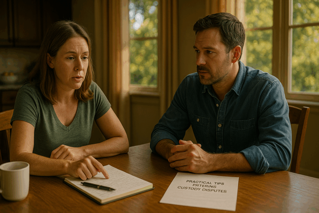 Parents discussing practical tips for entering custody disputes.