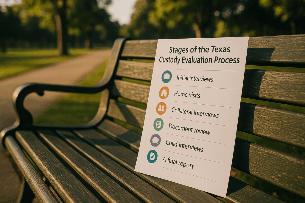 Stages of the Texas custody evaluation process.