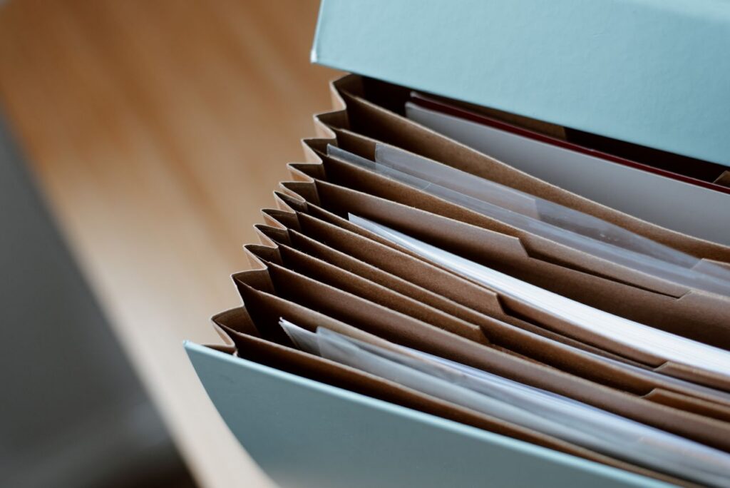 filing envelope with documents inside
