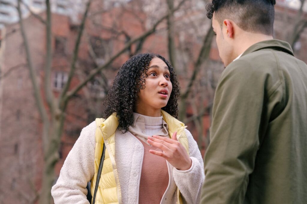 man and woman arguing