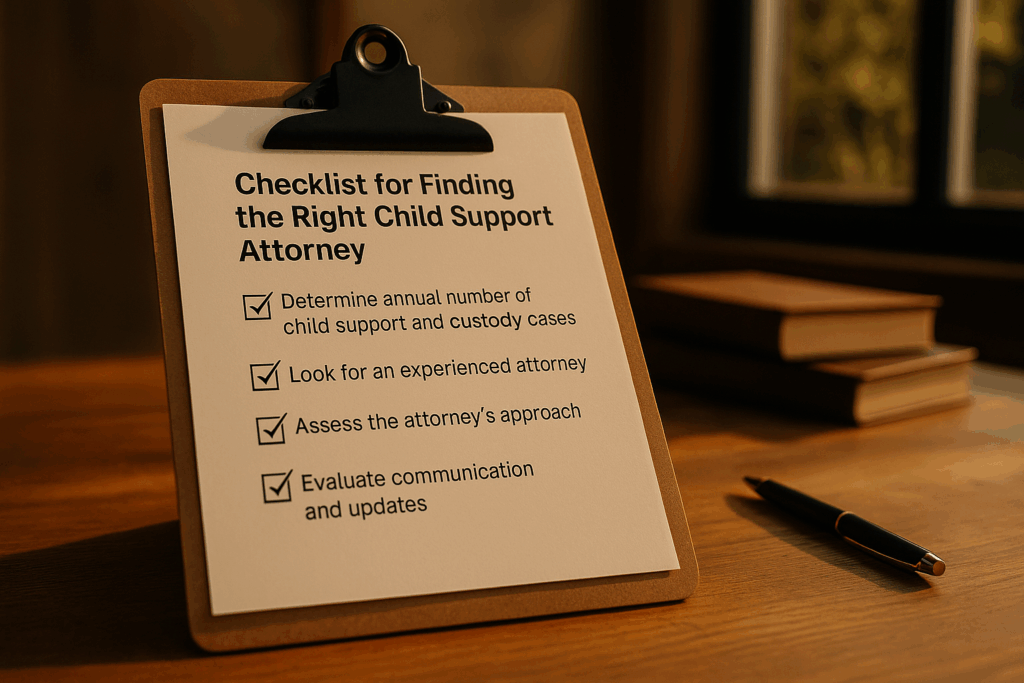 A checklist for finding the right child support attorney.