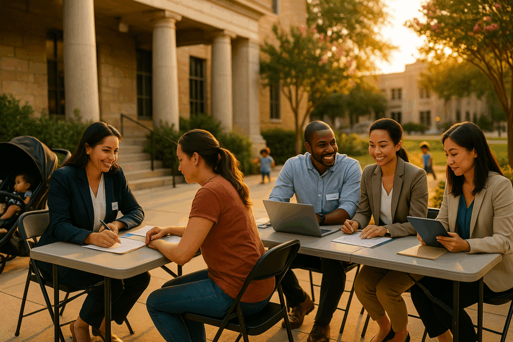 A legal support team providing assistance in child support cases.