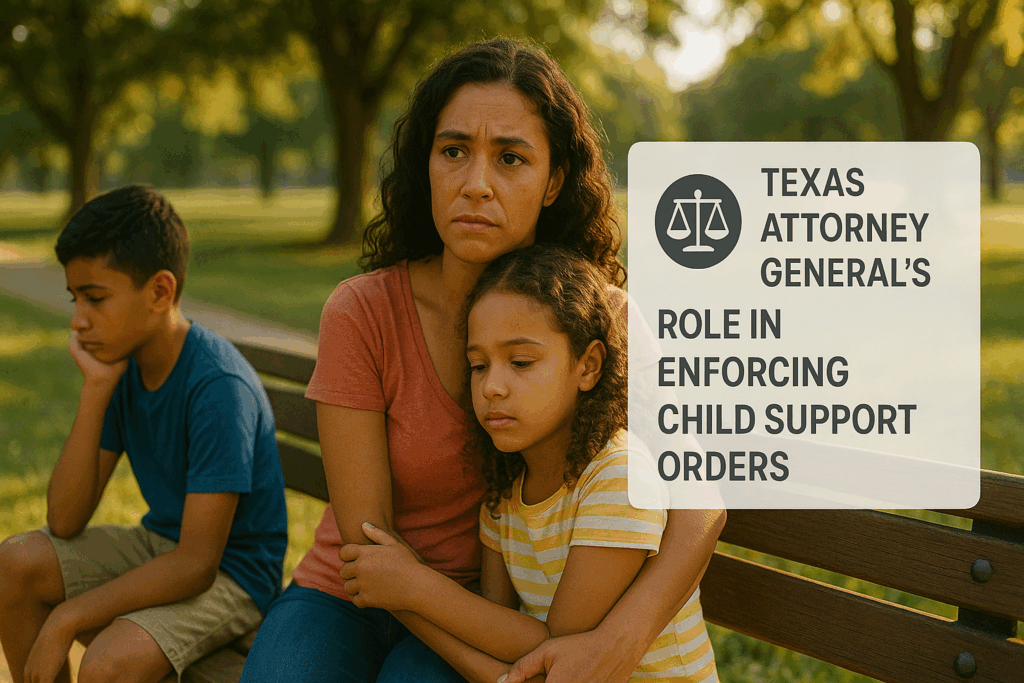 A visual representation of the Texas Attorney General's role in enforcing child support orders.