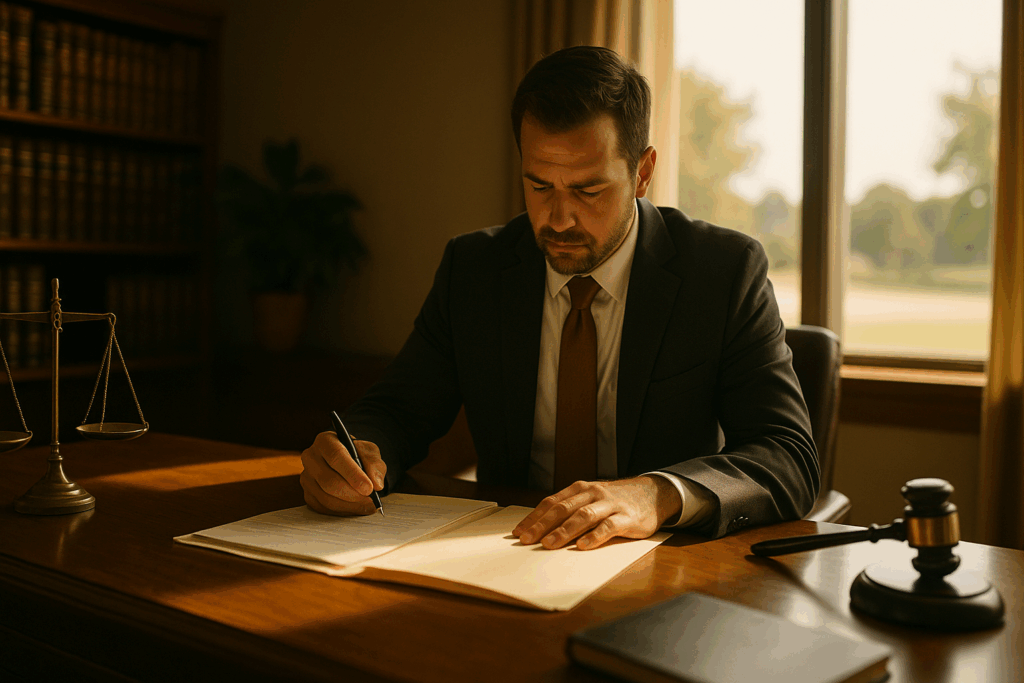 An attorney preparing for a child support modification consultation.