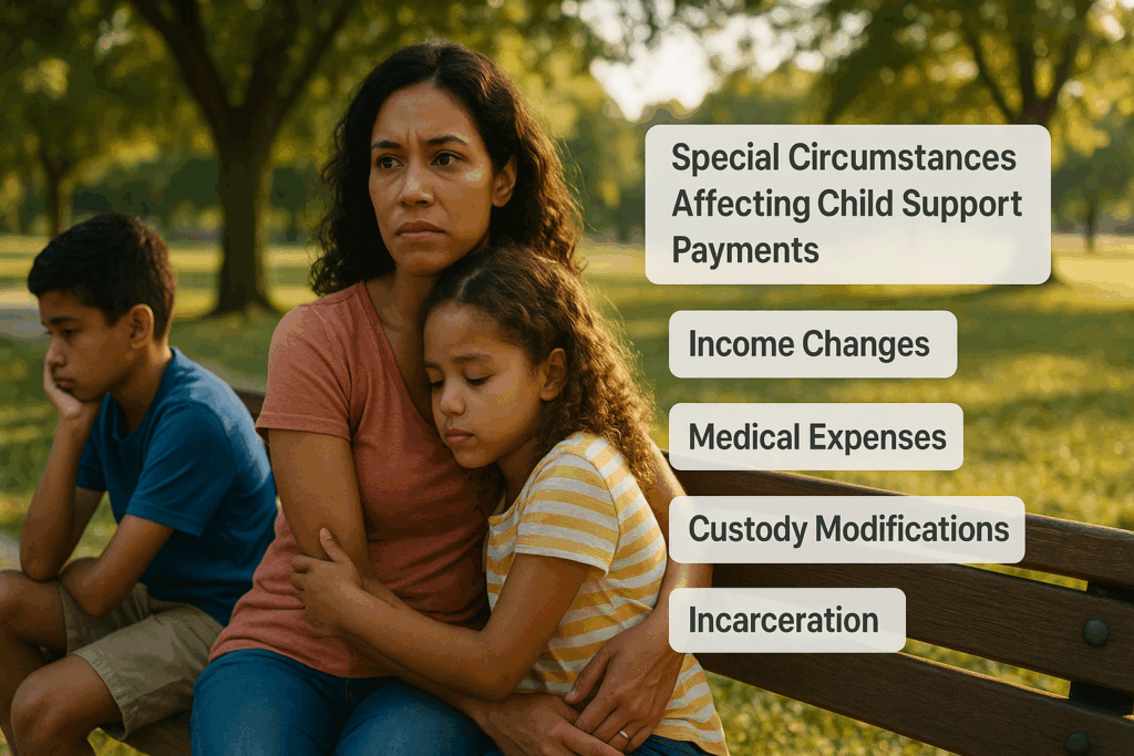 An image showing various special circumstances affecting child support payments.