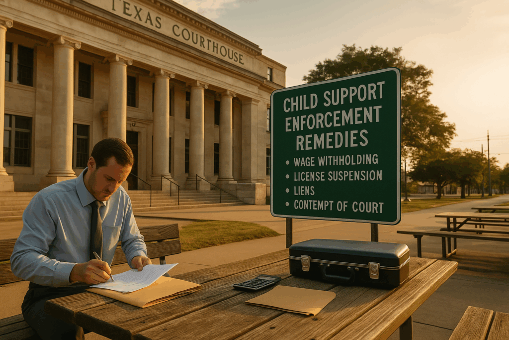 Common enforcement remedies for child support in Texas.