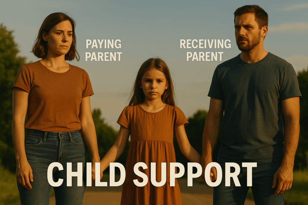 Visual representation of who pays and receives child support