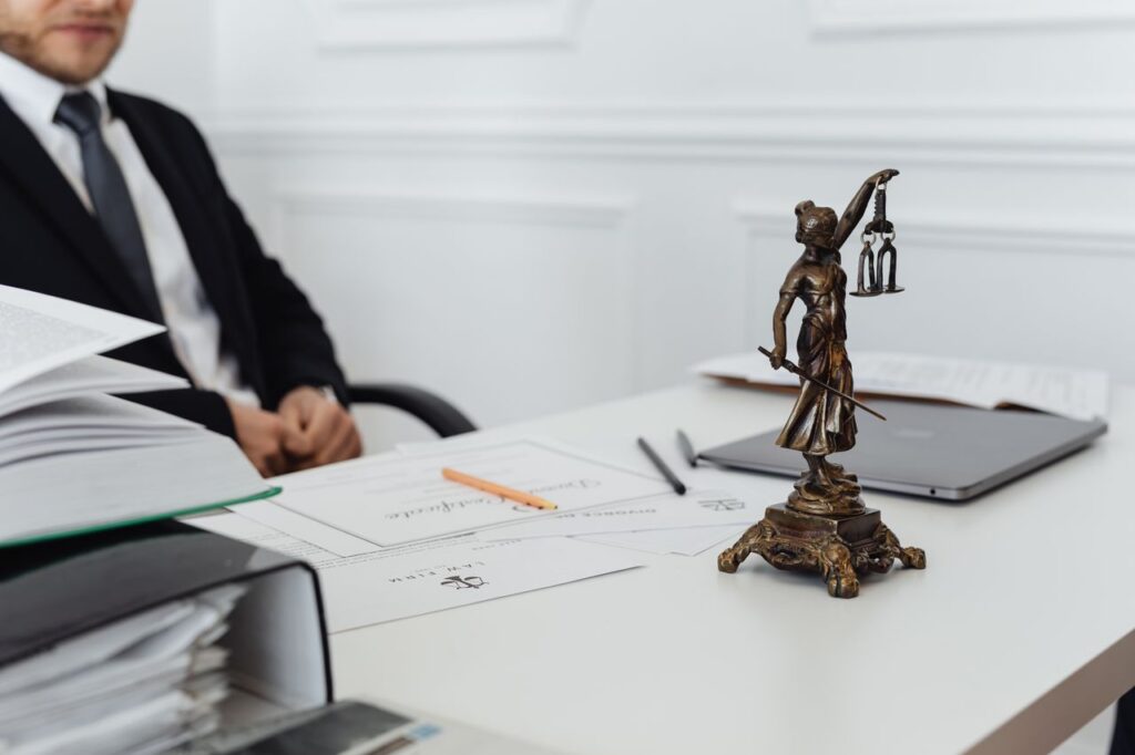lawyer behind his desk