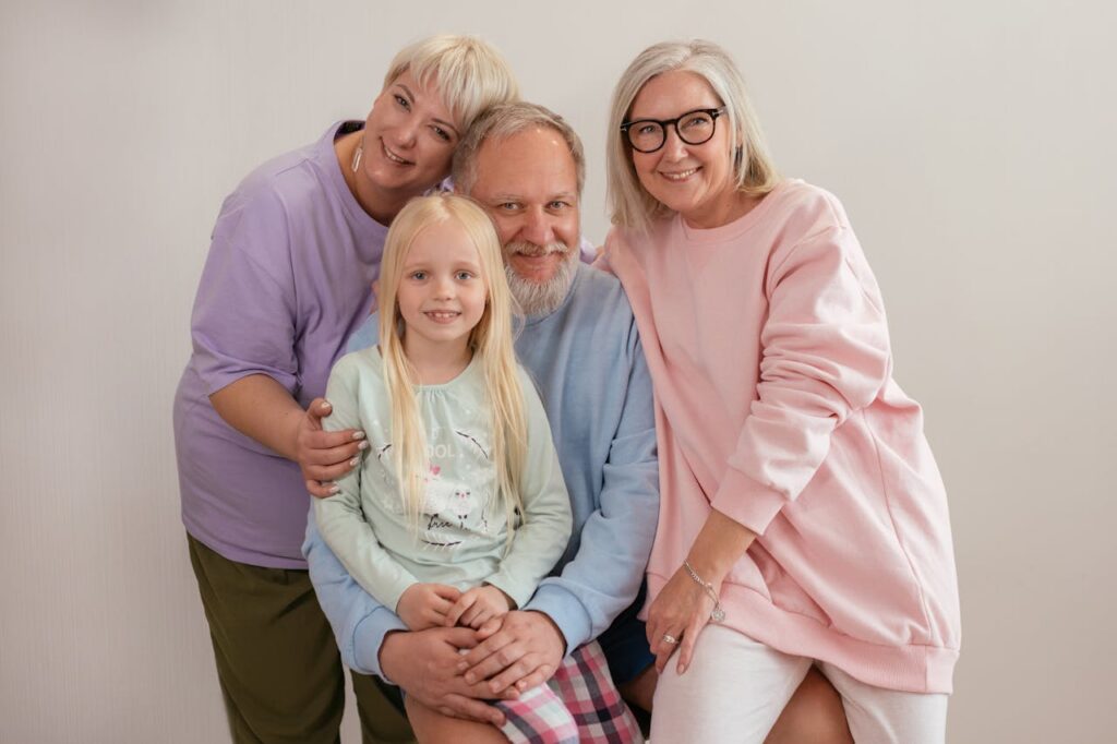family with older adults and kid