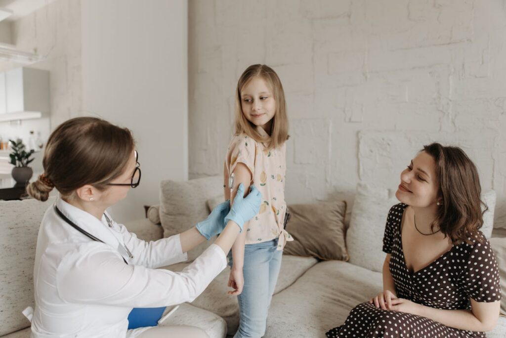 child medical checkup with guardian