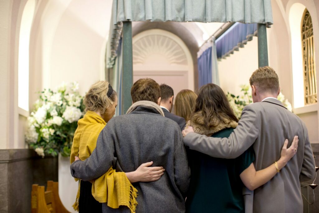 family at a funeral
