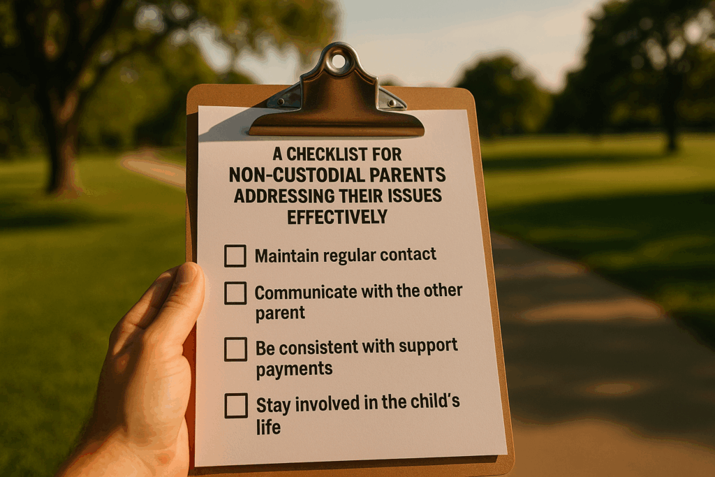 A checklist for non-custodial parents addressing their issues effectively.