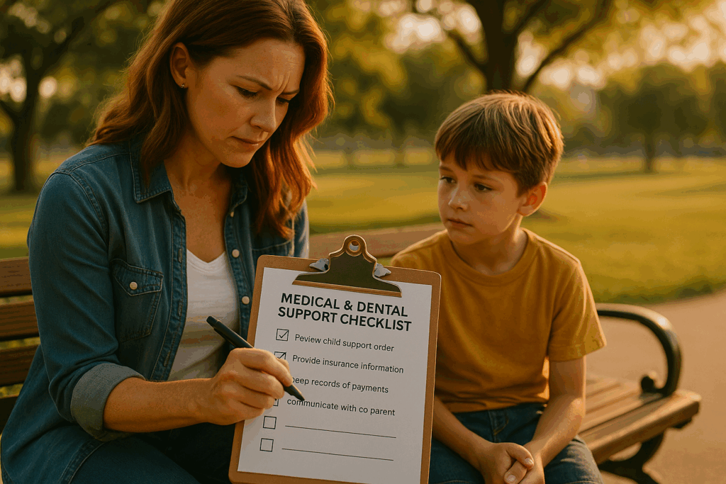 A checklist for parents managing medical and dental support obligations.