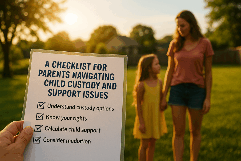 A checklist for parents navigating child custody and support issues.