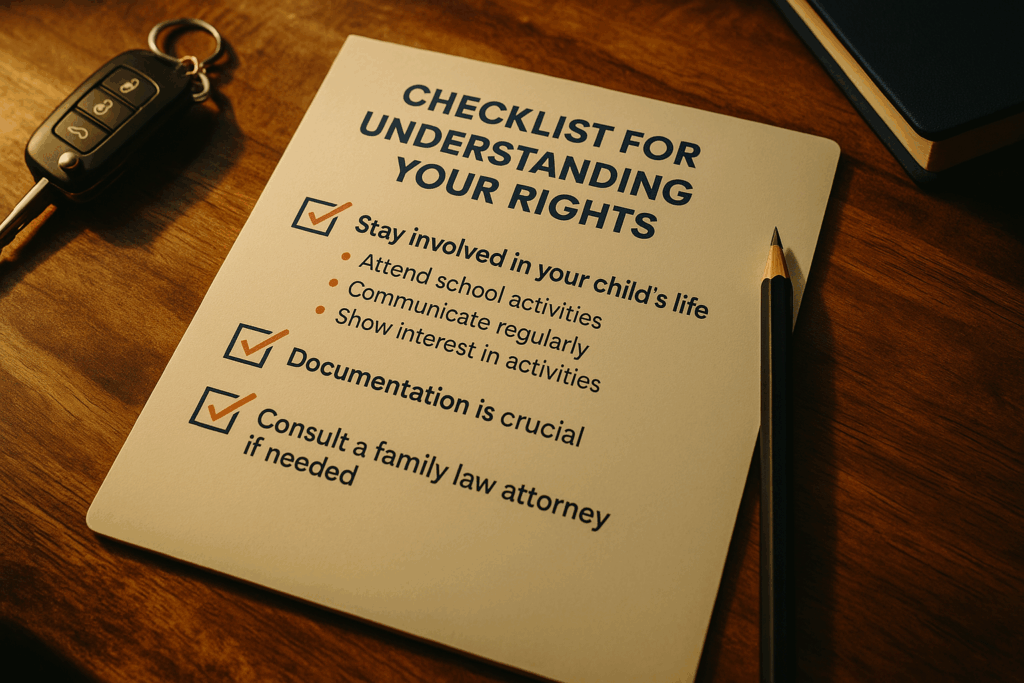 A checklist for understanding parental rights and legal assistance.