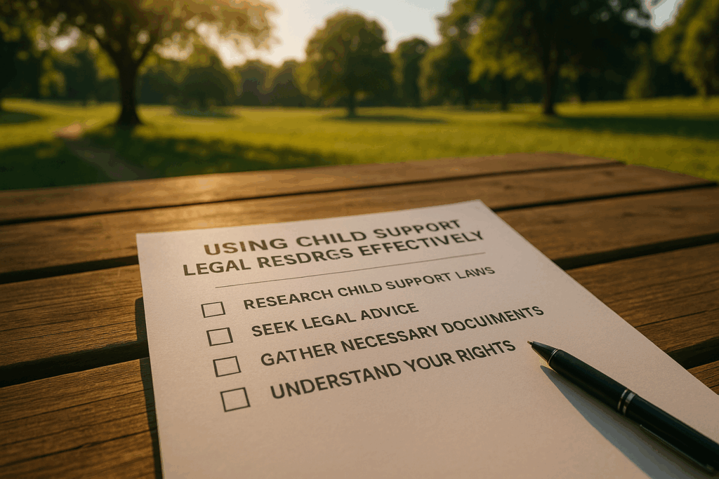 A checklist graphic for using child support legal resources effectively.