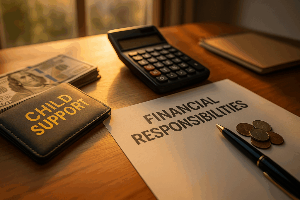 A graphic showing financial responsibilities related to child support obligations. Texas Non-Custodial Parent Legal Rights