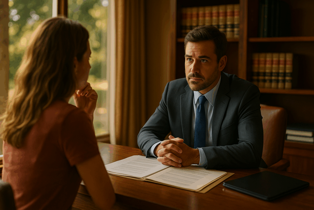 A qualified Texas family law attorney discussing legal matters with a client.