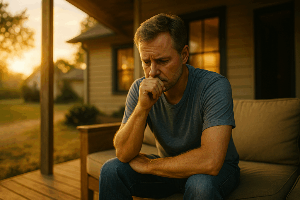 A worried parent reflecting on job loss and child support adjustments.
