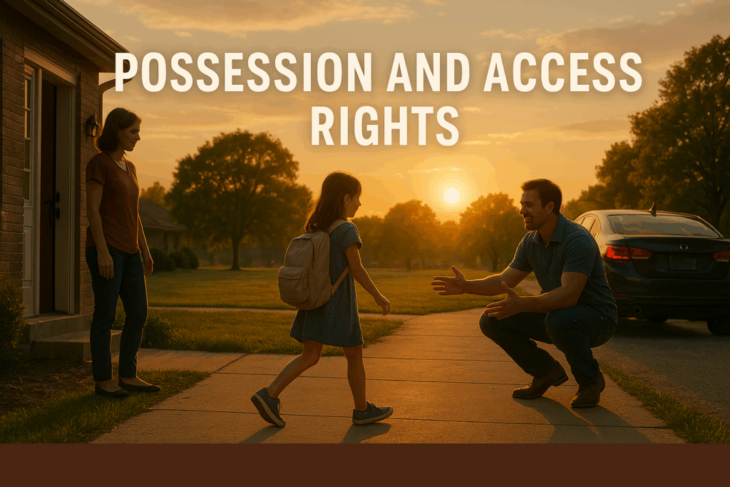 An illustration depicting the concept of possession and access rights in child custody. Texas Non-Custodial Parent Legal Rights