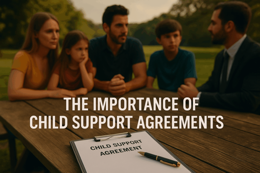An illustration depicting the importance of child support agreements.