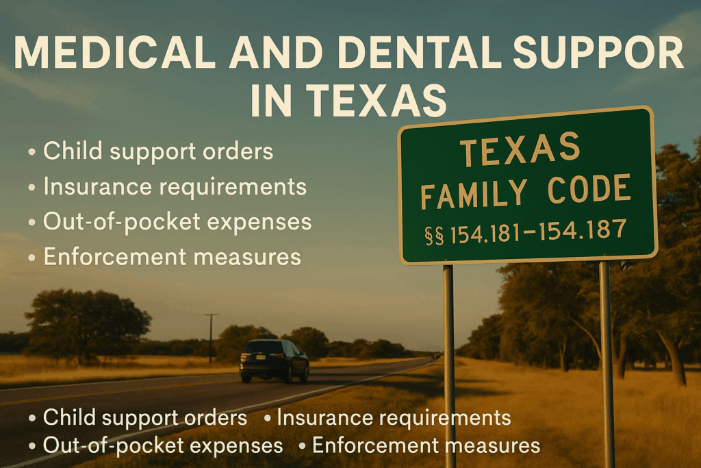 An overview of medical and dental support in Texas, highlighting key aspects of the law.