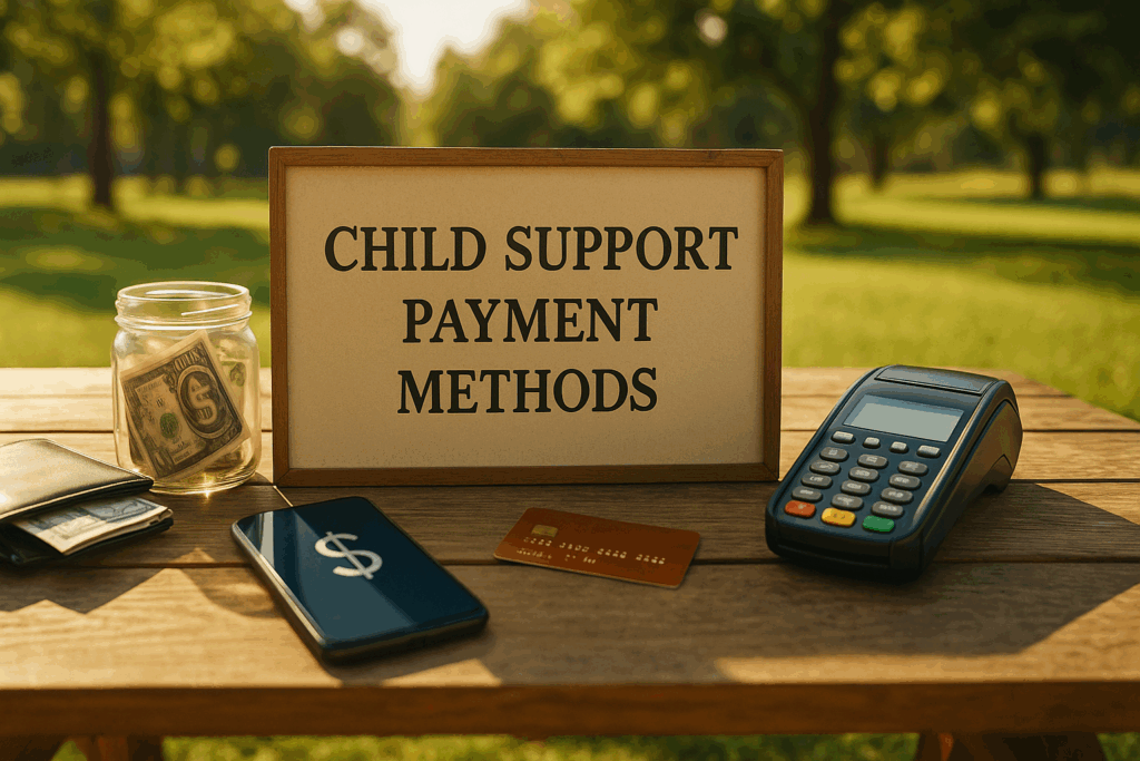 Illustration of various payment methods for child support. Legal Requirements for Texas Child Support Agreements