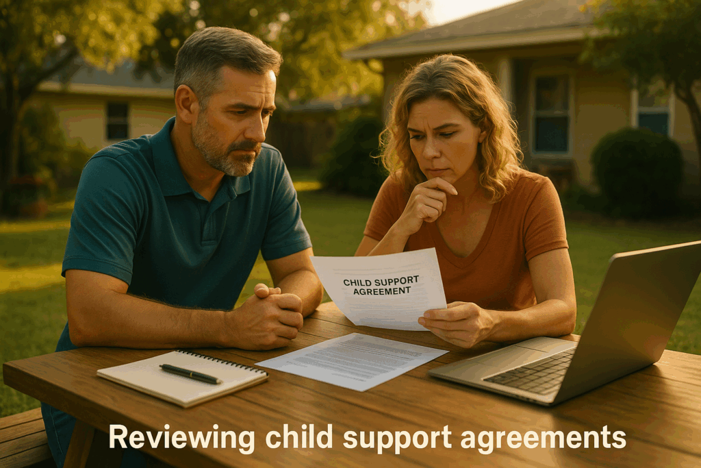 Reviewing child support agreements for modifications.