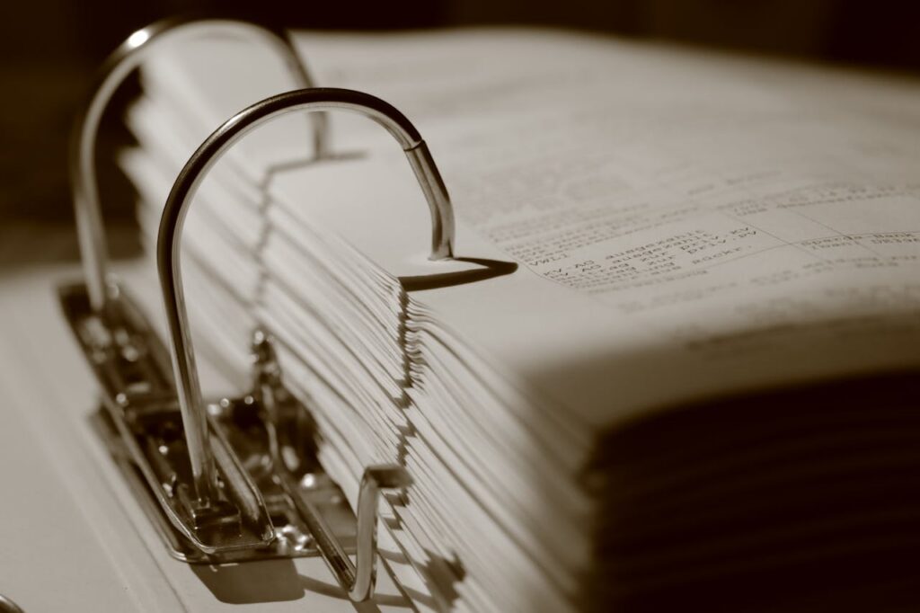 binder of documents