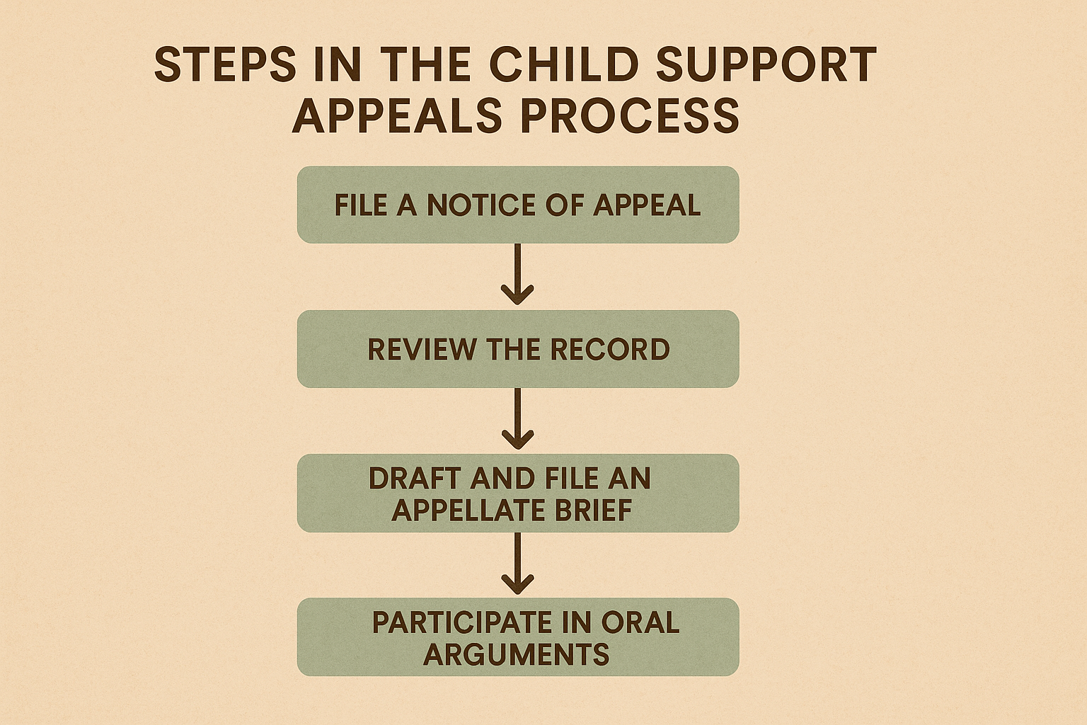 A flowchart illustrating the steps in the child support appeals process.