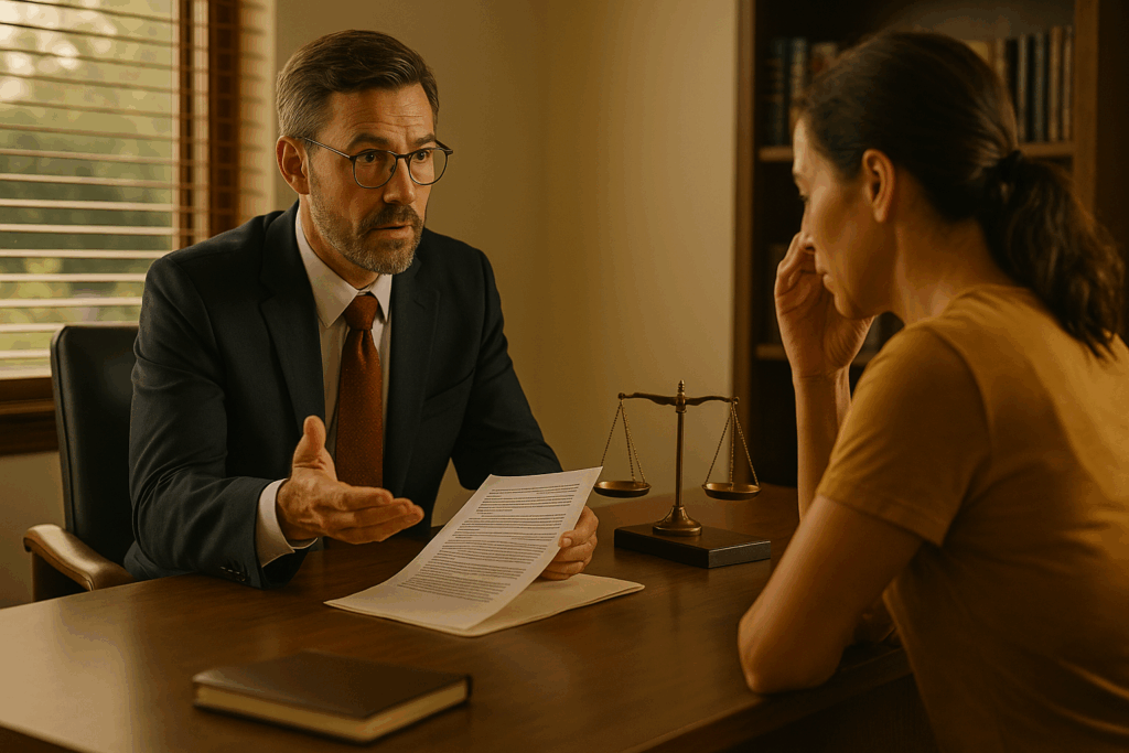 An attorney explaining the enforcement of child support payments to a concerned parent.