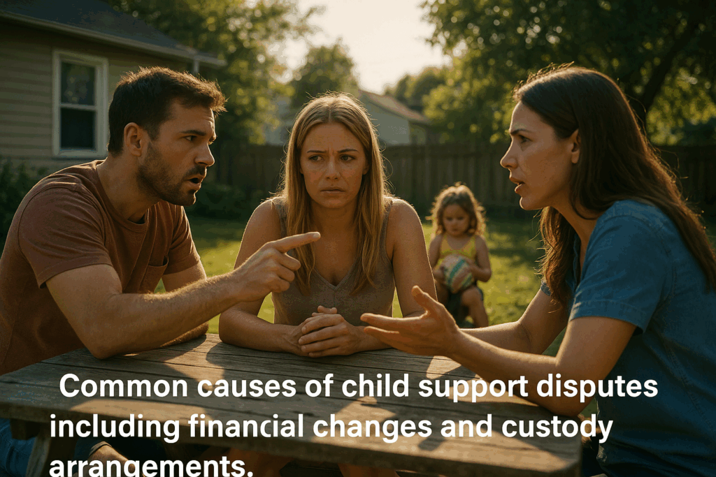 Common causes of child support disputes including financial changes and custody arrangements.
